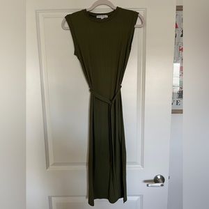 Velvet Torch Ribbed Midi Tie Waist Dress